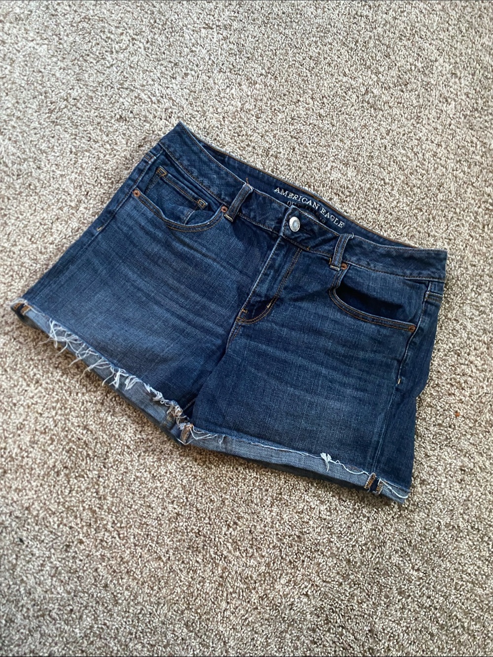 American Eagle Outfitters Indigo Denim Frayed Hem Shorts